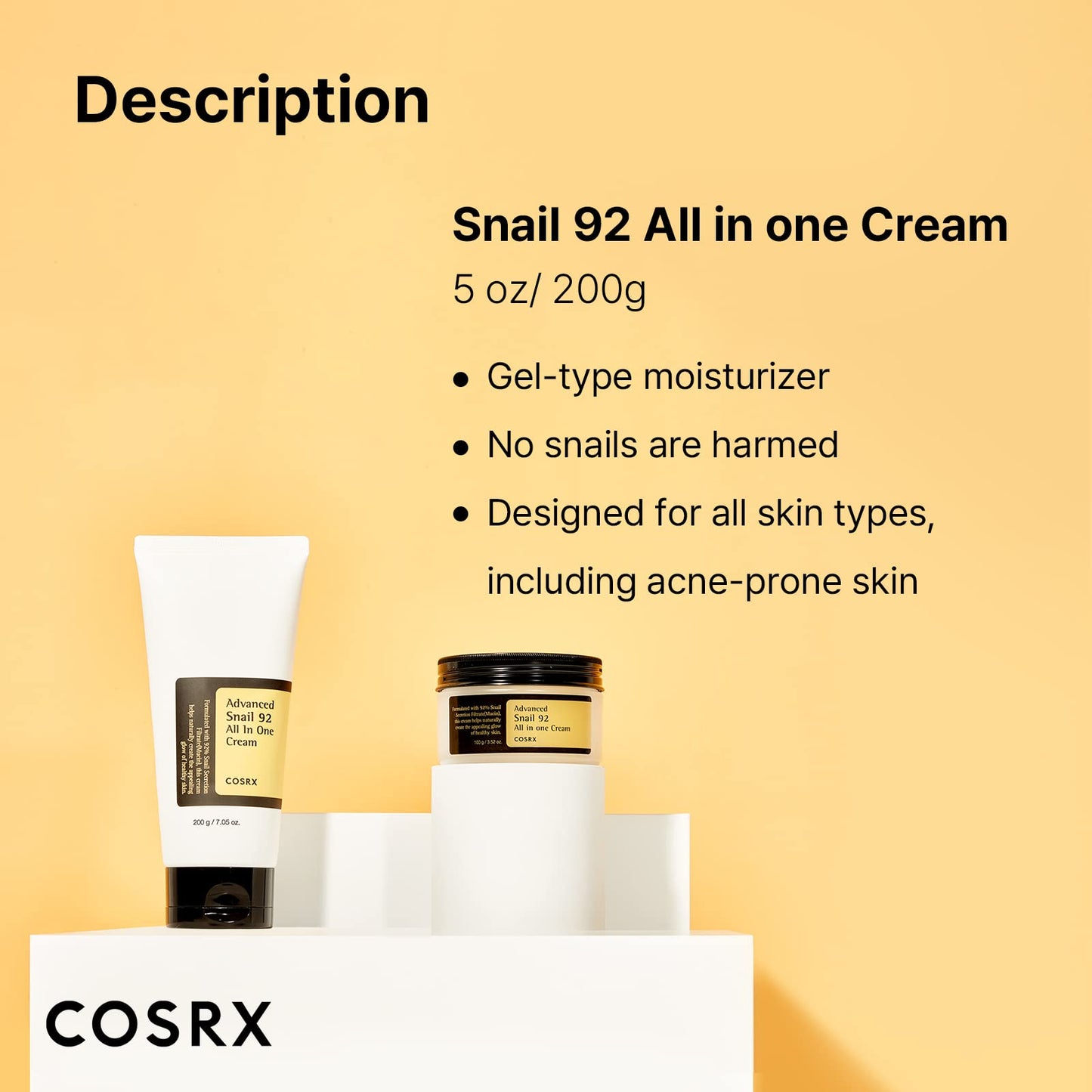 Snail Mucin 92% Moisturizer - Korean Skin Care Gel 100g