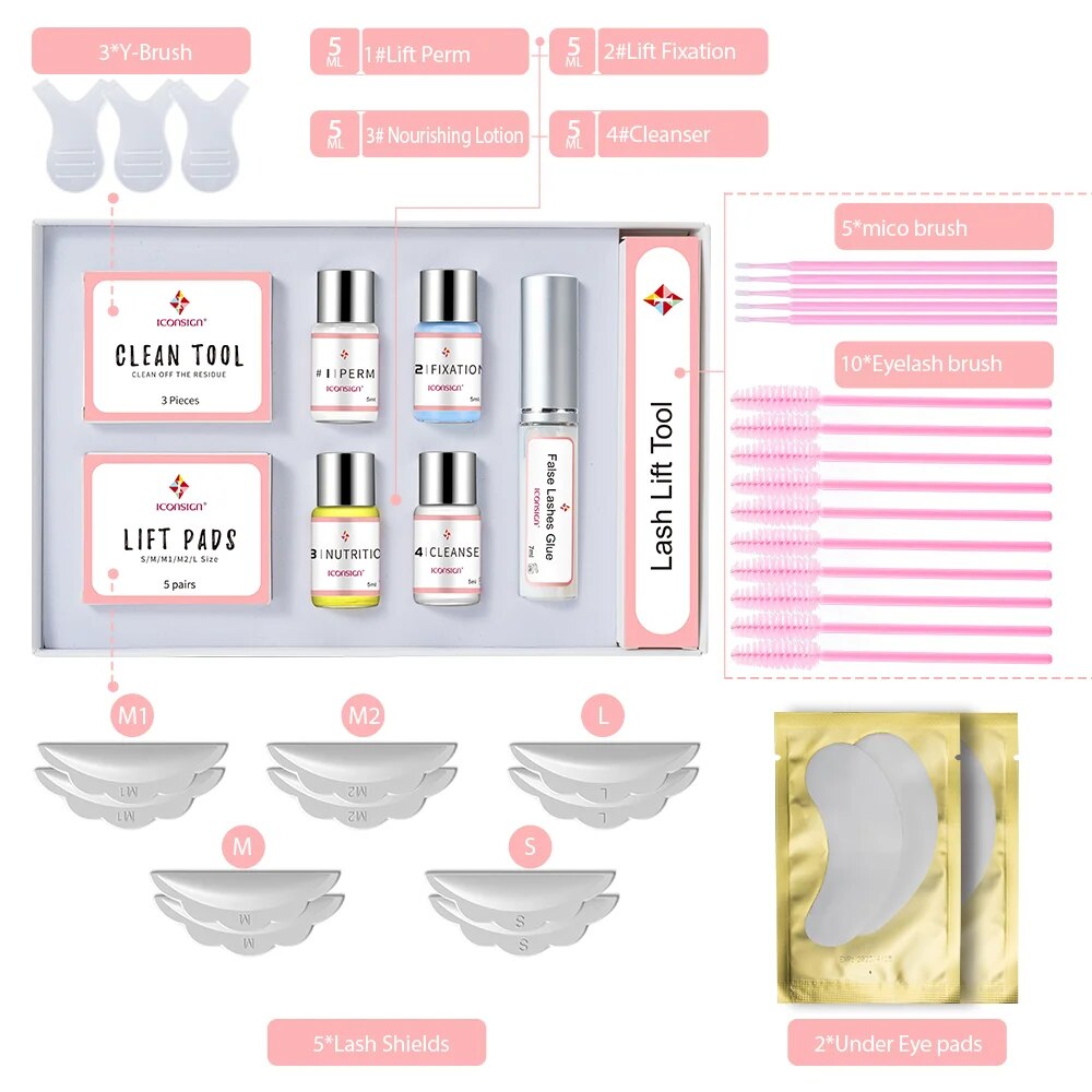 Lash Lift Kit ICONSIGN: 6-8 Week Curl, Complete 10-Piece Set