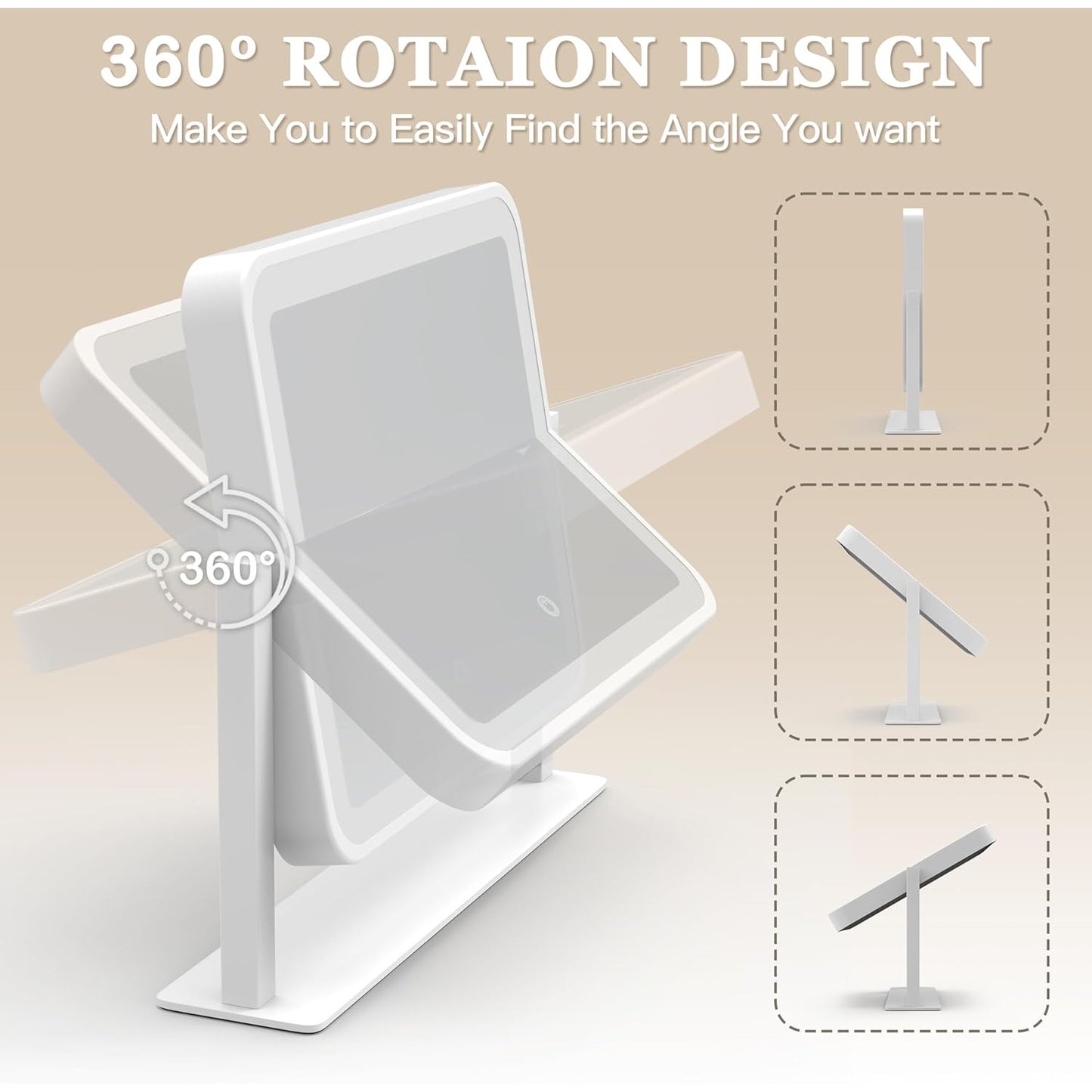 LED Makeup Mirror 14x12" Touch Control, 3-Color Adjustable