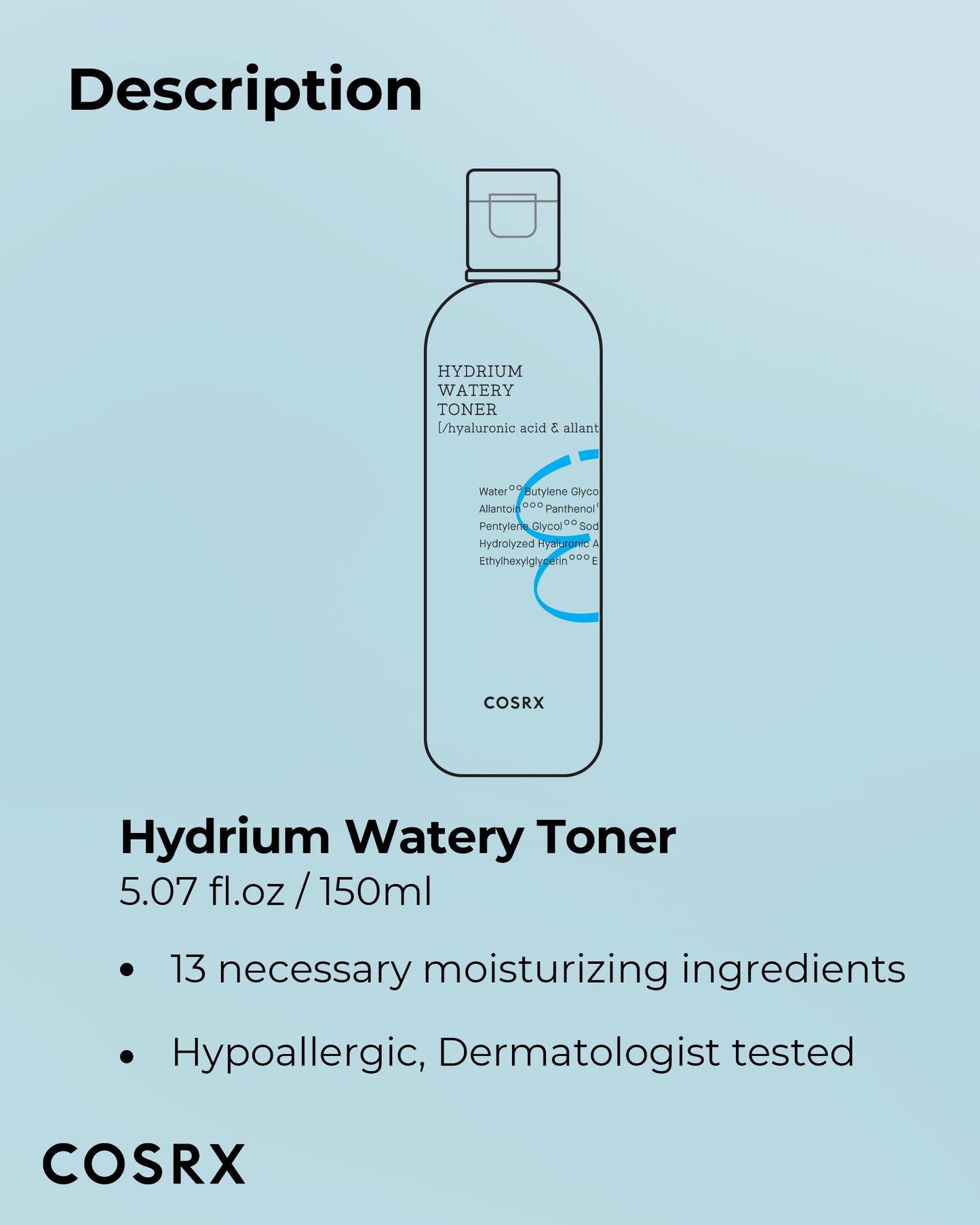 COSRX Hydrium Watery Toner 280ml - Korean Moisturizer