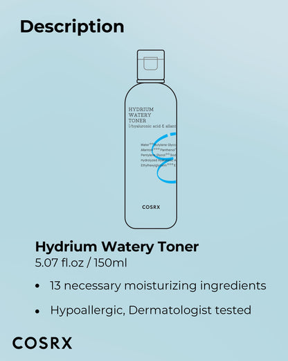 COSRX Hydrium Watery Toner 280ml - Korean Moisturizer