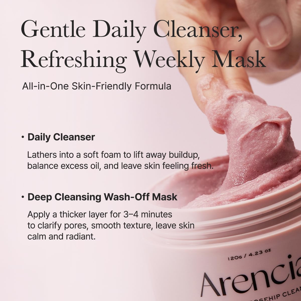 Rosehip Brightening Rice Mochi Cleanser & Scrub - 4.23oz