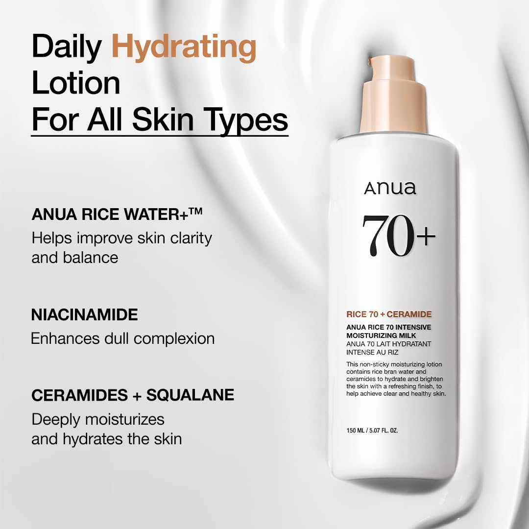 ANUA Rice 70 Moisturizing Milk - Hydrating Face Lotion 5.07oz