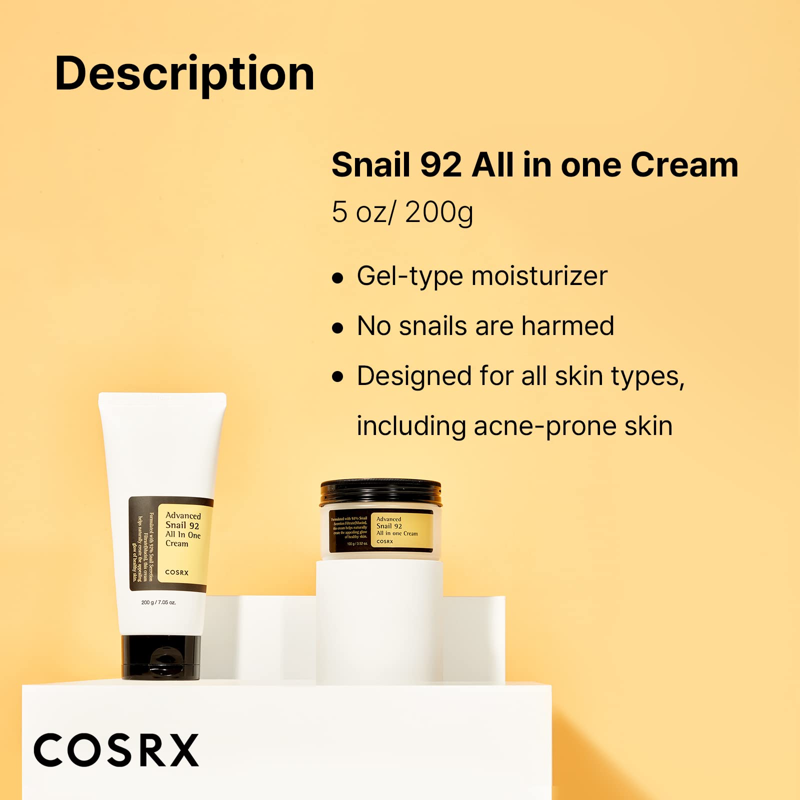 Snail Mucin 92% Moisturizer - Korean Skin Care Gel 100g