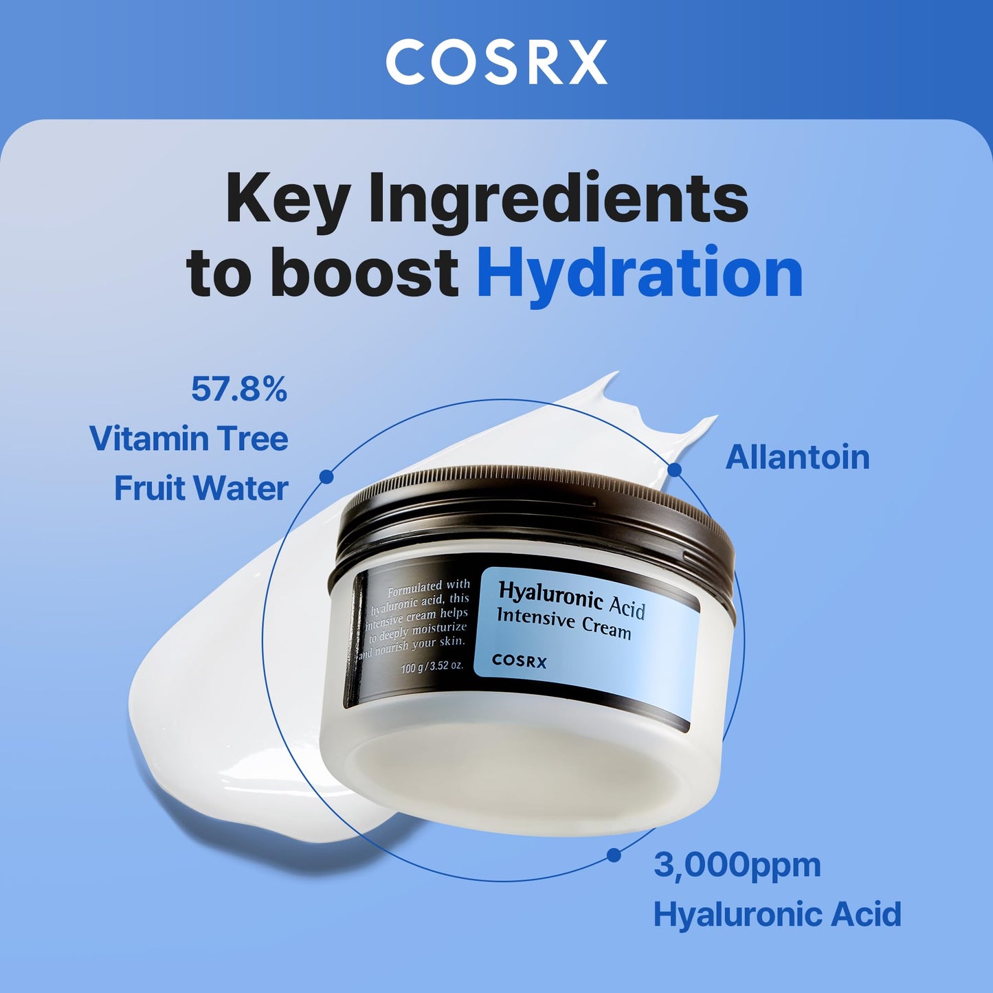 COSRX Hyaluronic Acid Cream - Hydrate Sensitive Skin 3.52oz