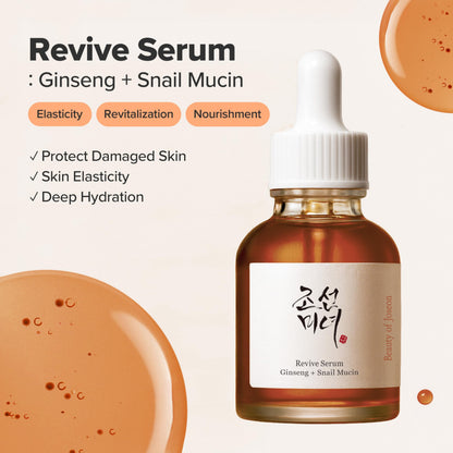Snail Mucin Ginseng Serum: Hydrate & Brighten Skin, 30ml