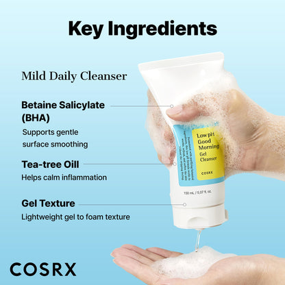 COSRX Low pH Gel Cleanser - BHA Face Wash for Sensitive Skin