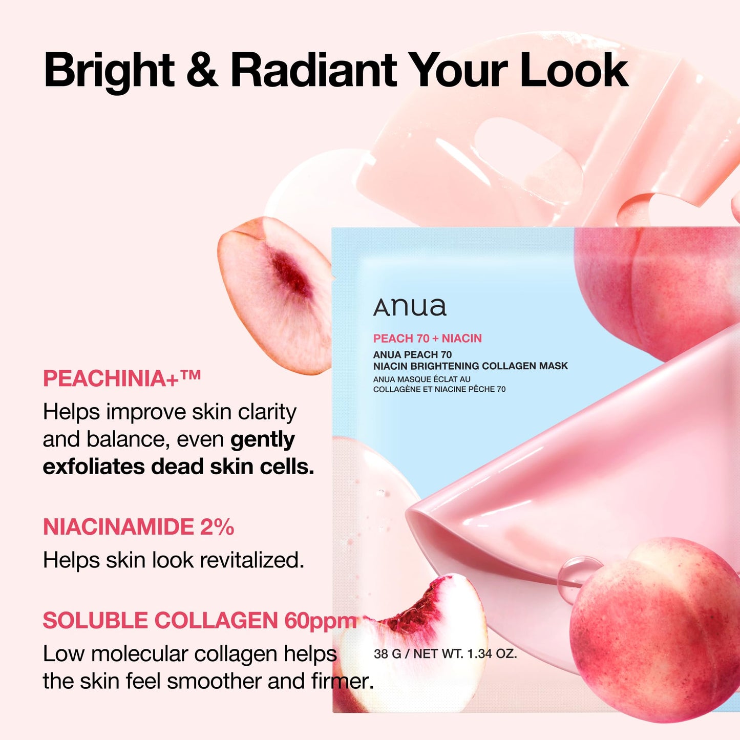 ANUA Peach Collagen Mask - Brighten & Hydrate Overnight