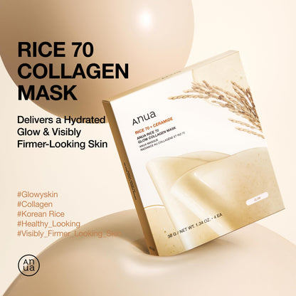 Anua Rice Collagen Mask: Overnight Glass Skin Care, 4 Pack