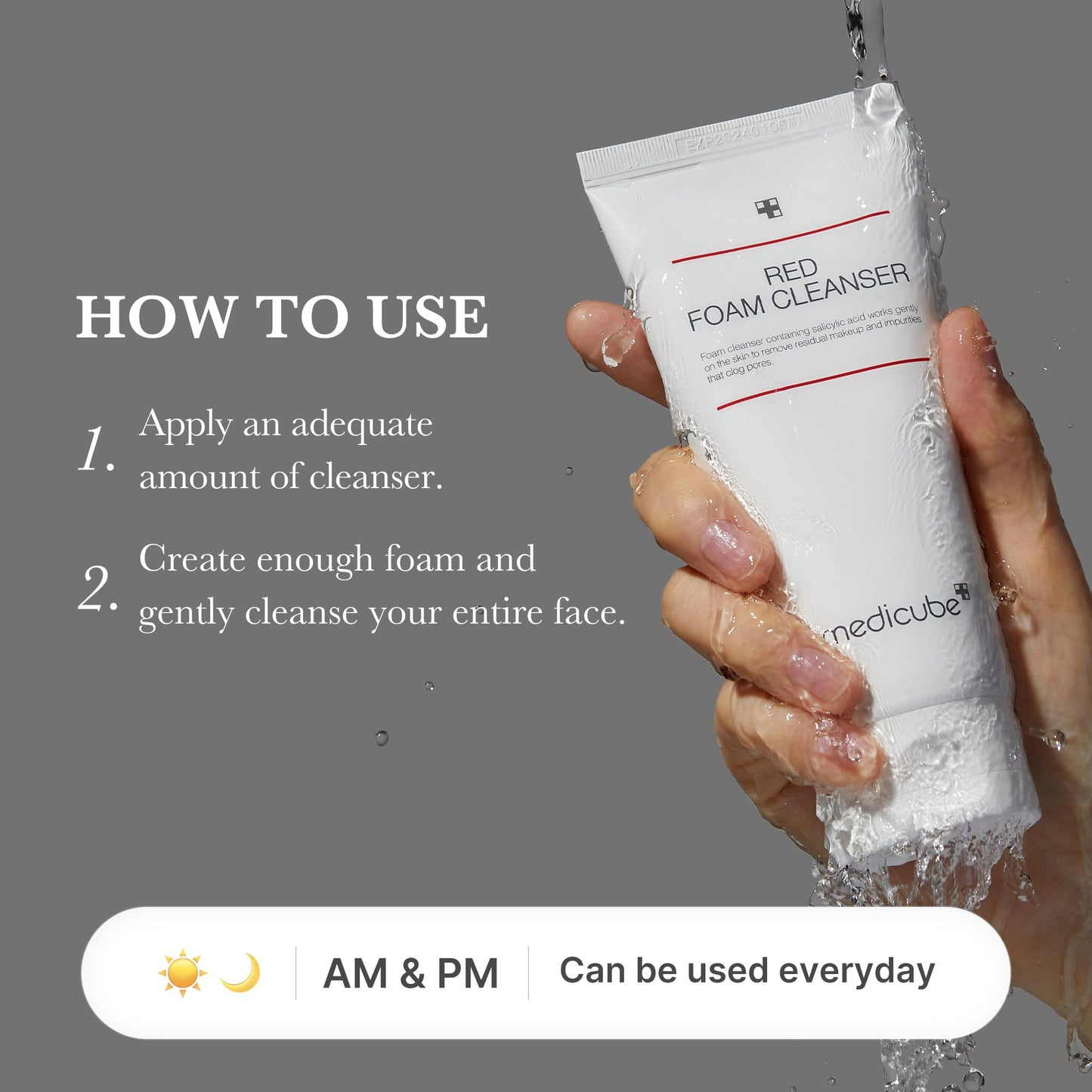 medicube Facial Cleanser Red Foam Cleanser | Daily Gentle Cleansing Foam for Sensitive & Troubled Skin | Deep Cleansing Impurities & Excess Sebum Control | Korean Skincare, 4.23 oz