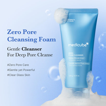 medicube Facial Cleanser Zero Foam Cleanser | Daily Gentle Cleansing Foam for Sensitive Skin | Excess Sebum Control, Hydration, Pore Minimization | Korean Skincare, 4.23 oz