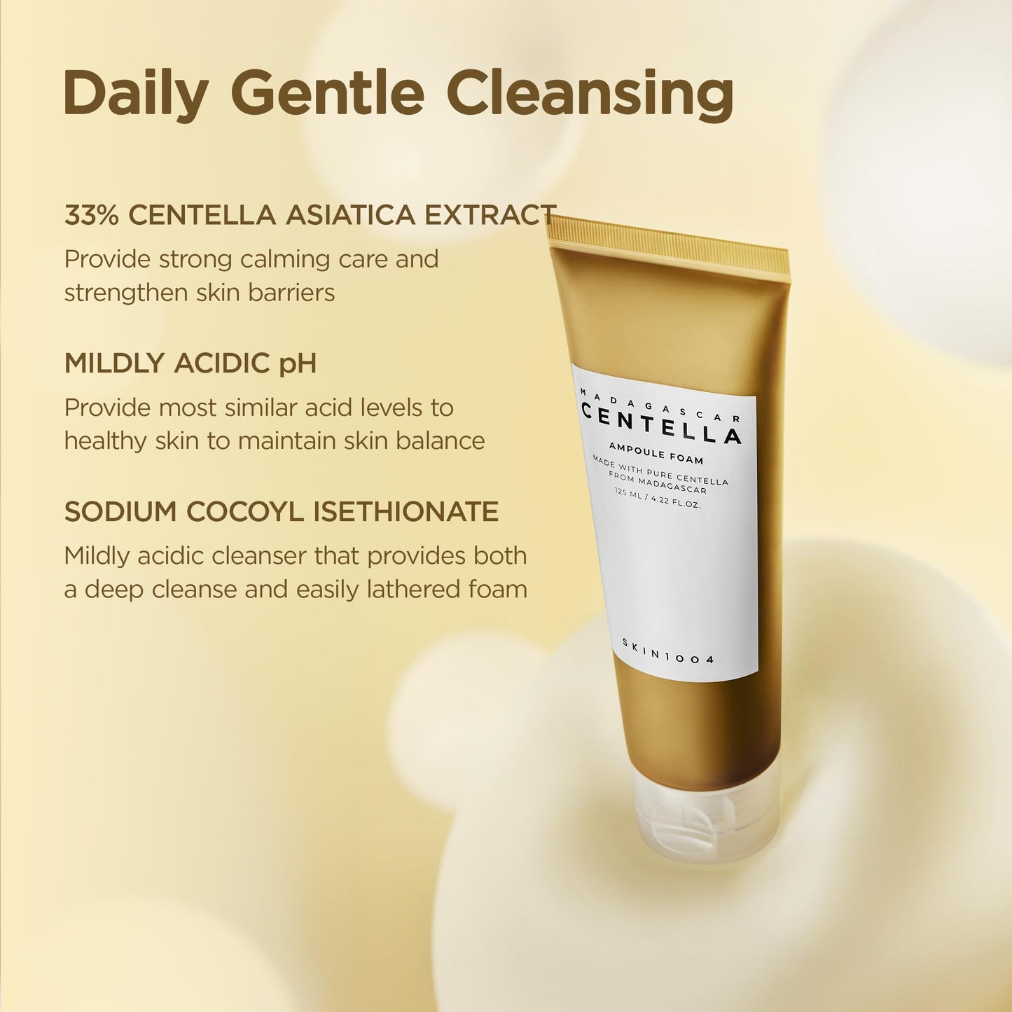Centella Ampoule Foam: Korean Cleanser & Makeup Remover 4.23oz