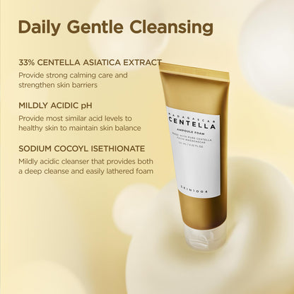 Centella Ampoule Foam: Korean Cleanser & Makeup Remover 4.23oz
