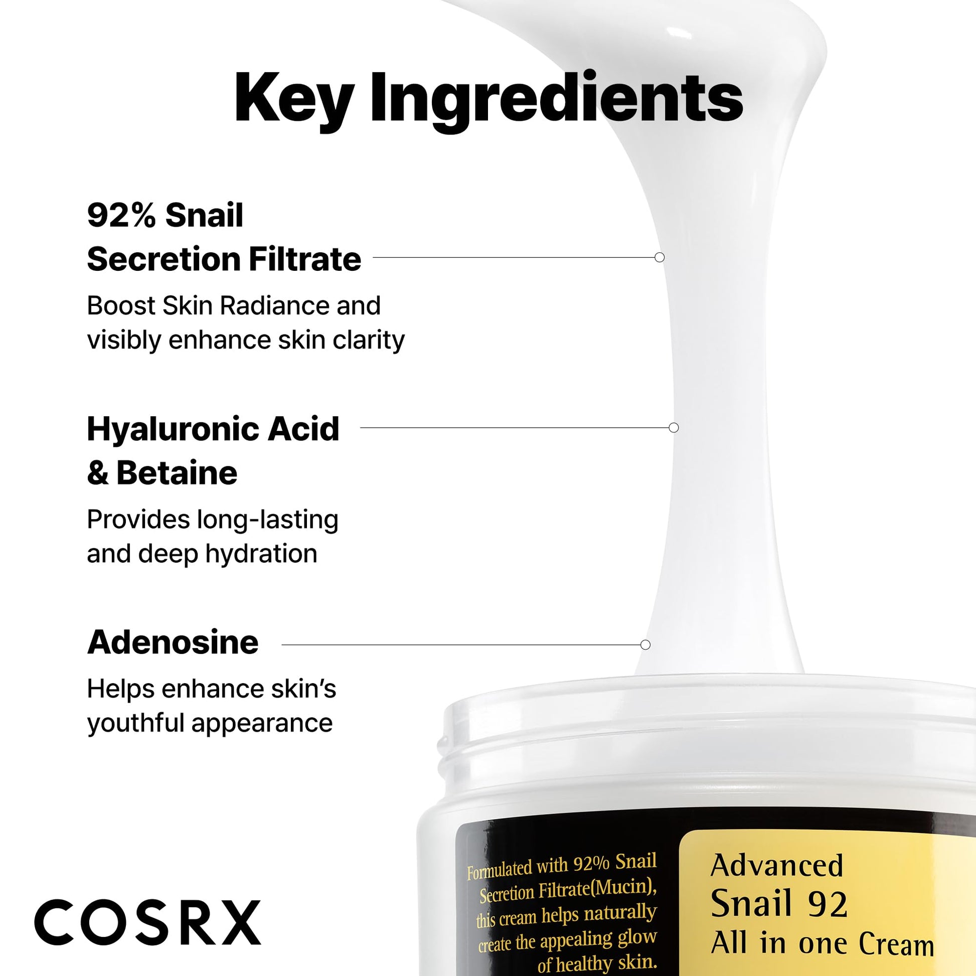 Snail Mucin 92% Moisturizer - Glowy Skin, 3.52 Oz