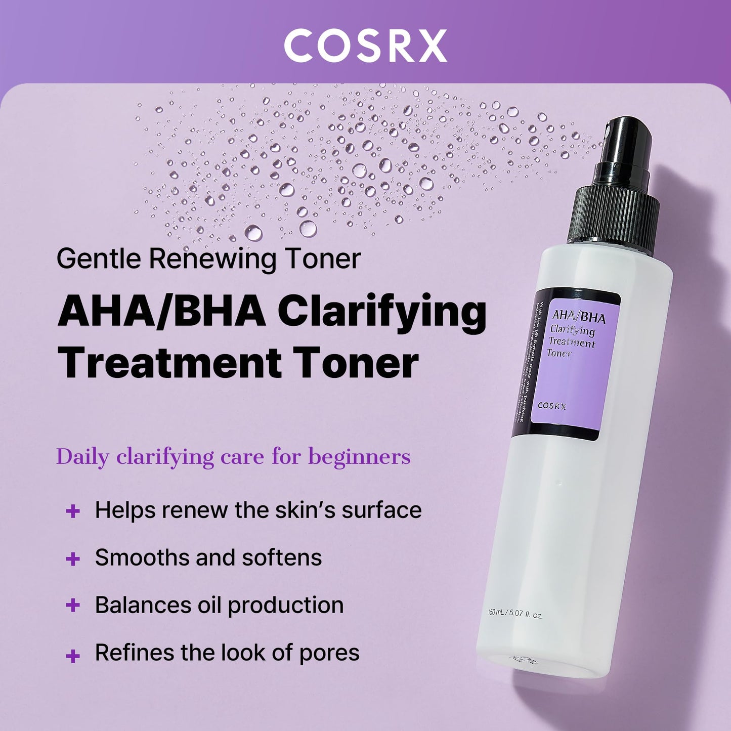 COSRX AHA/BHA Toner 150ml - Exfoliate & Refine Pores