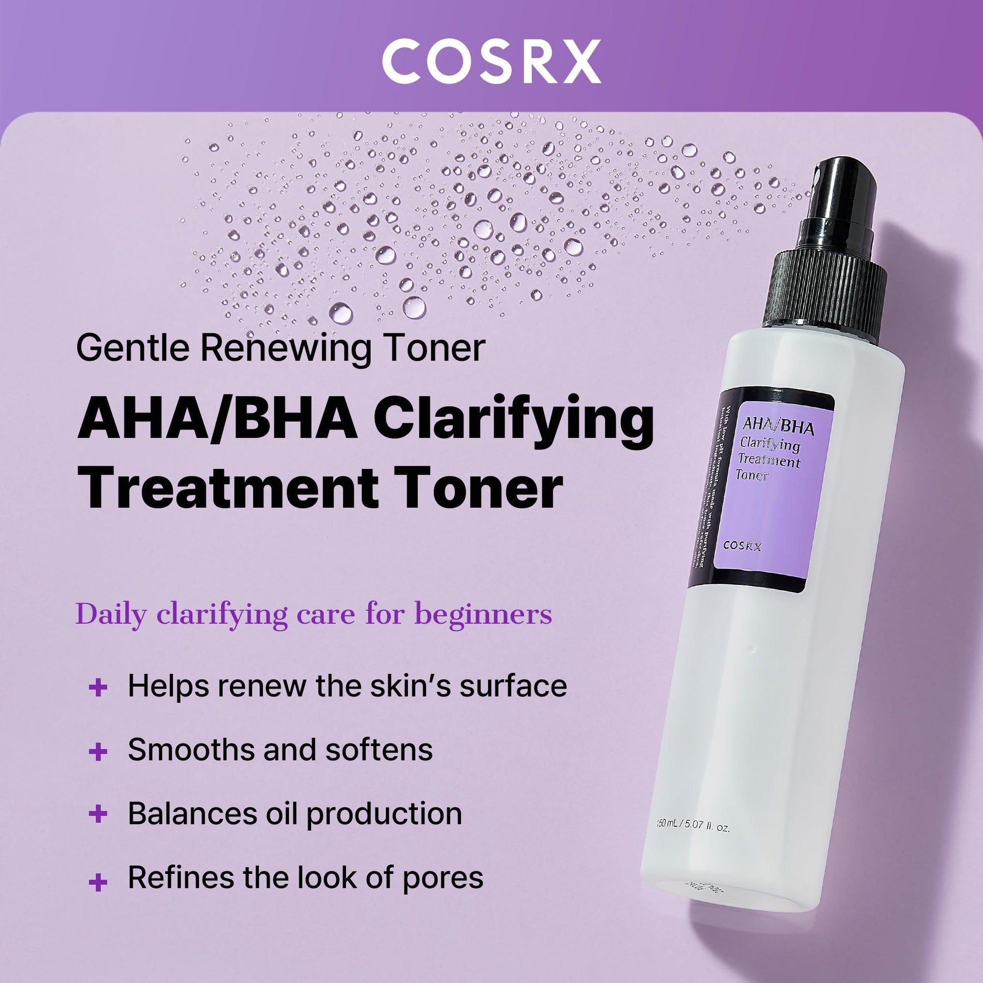 COSRX AHA/BHA Toner 150ml - Exfoliate & Refine Pores