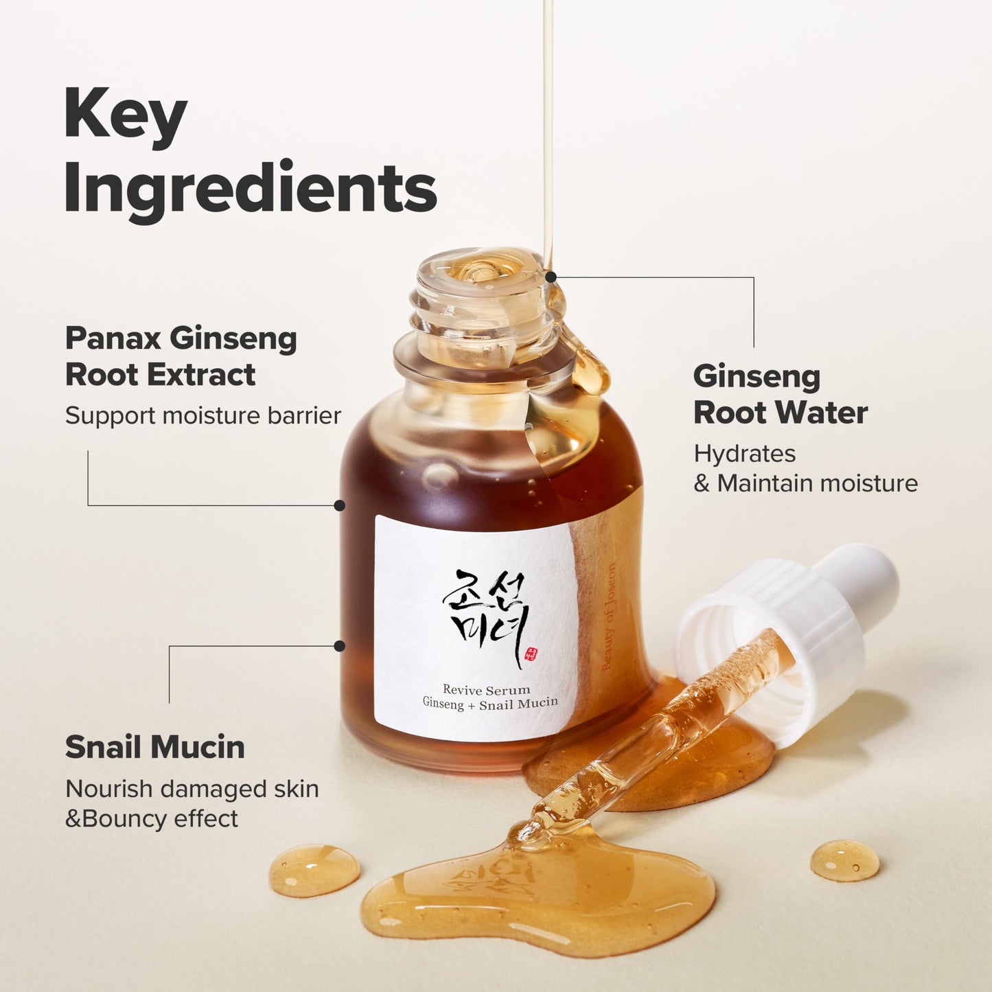 Snail Mucin Ginseng Serum: Hydrate & Brighten Skin, 30ml