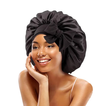 Silk Satin Bonnet with Tie Band: Sleep Hair Protection