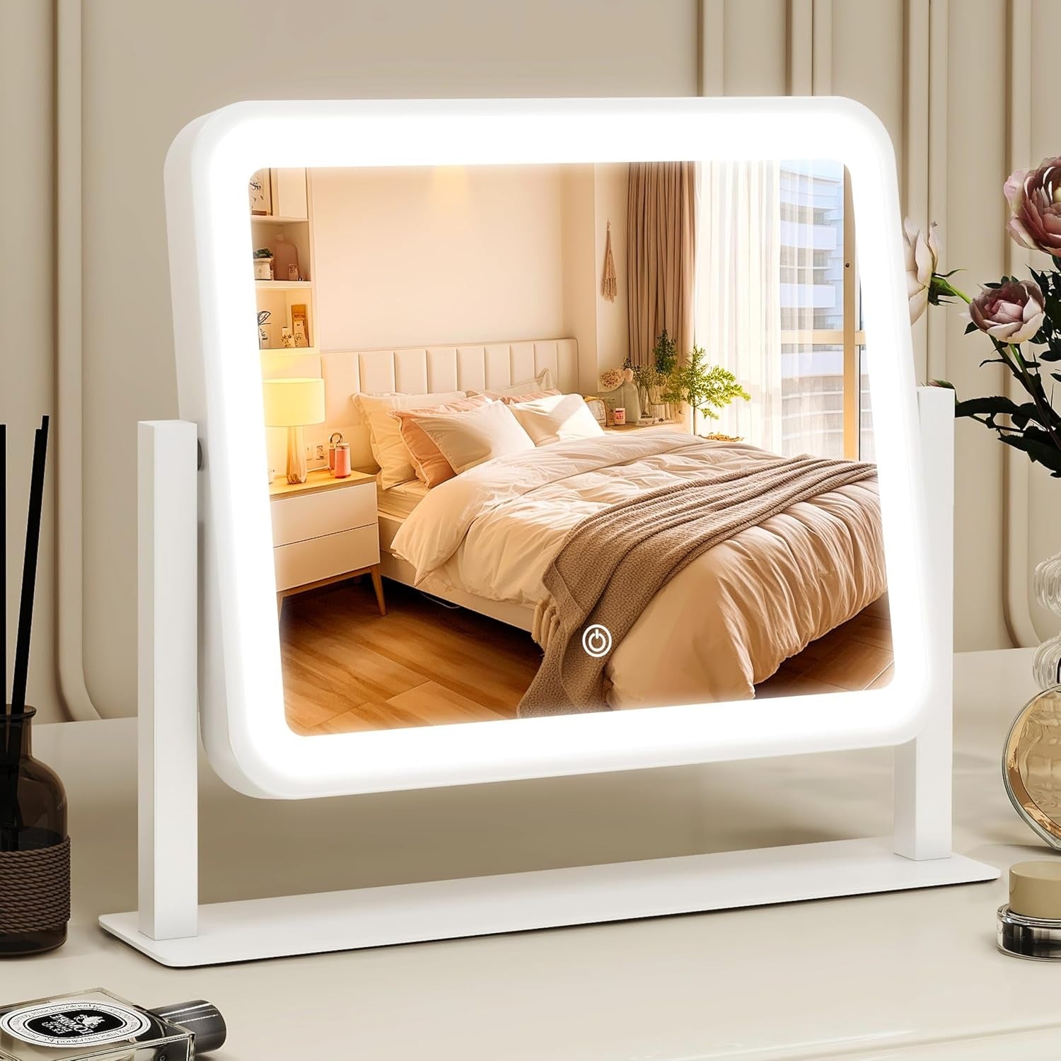 LED Makeup Mirror 14x12" Touch Control, 3-Color Adjustable
