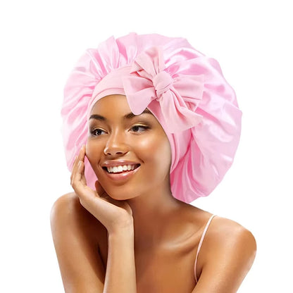 Silk Satin Bonnet with Tie Band: Sleep Hair Protection