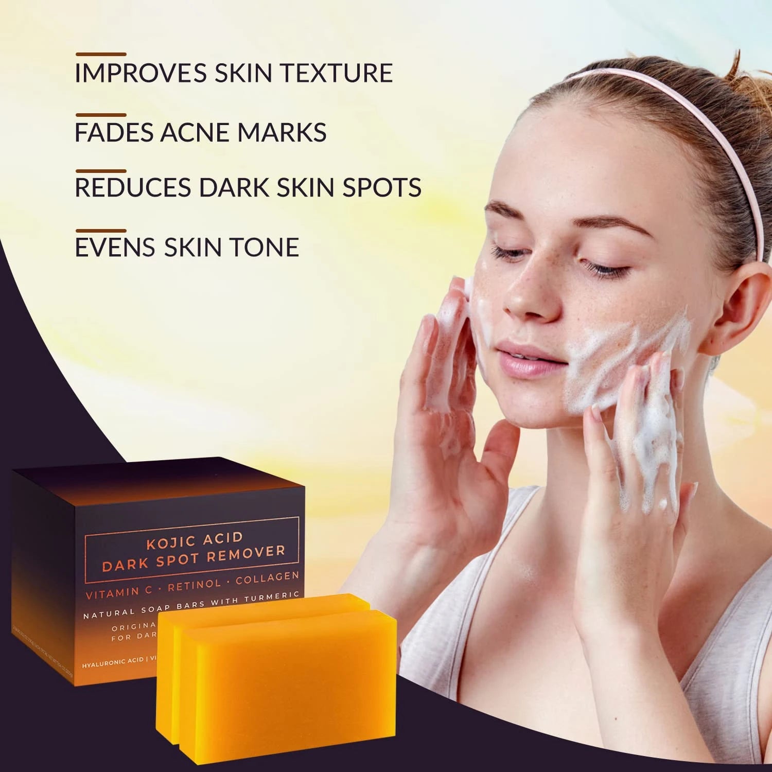 Kojic Acid Dark Spot Soap with Collagen and Retinol - Handmade Skin Brightening Care